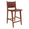 Super hochwertiger Barhocker aus Teak mit braunem Leder