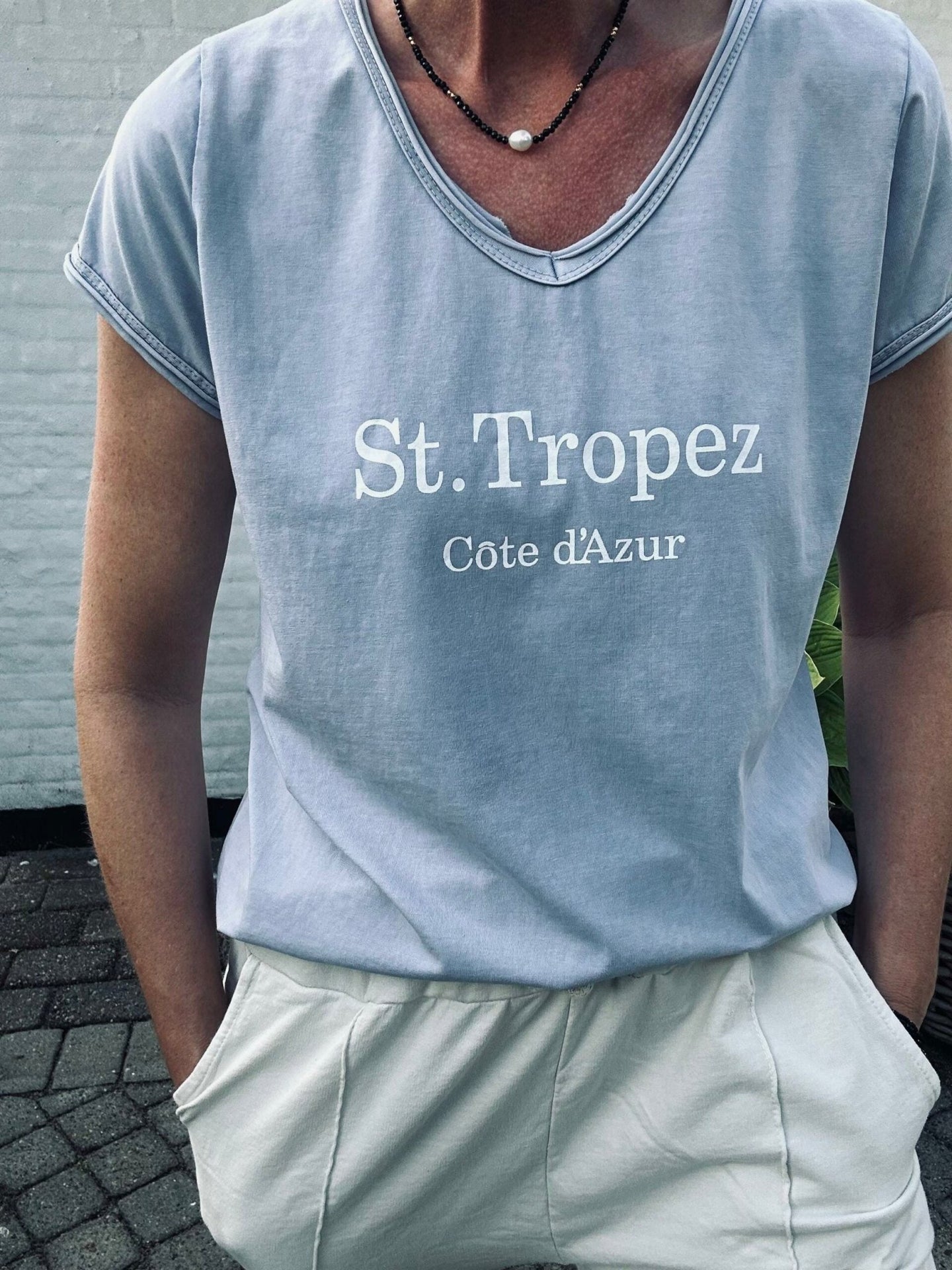 T - shirt ST. TROPEZ Soft blue - VIAMAJA.DK