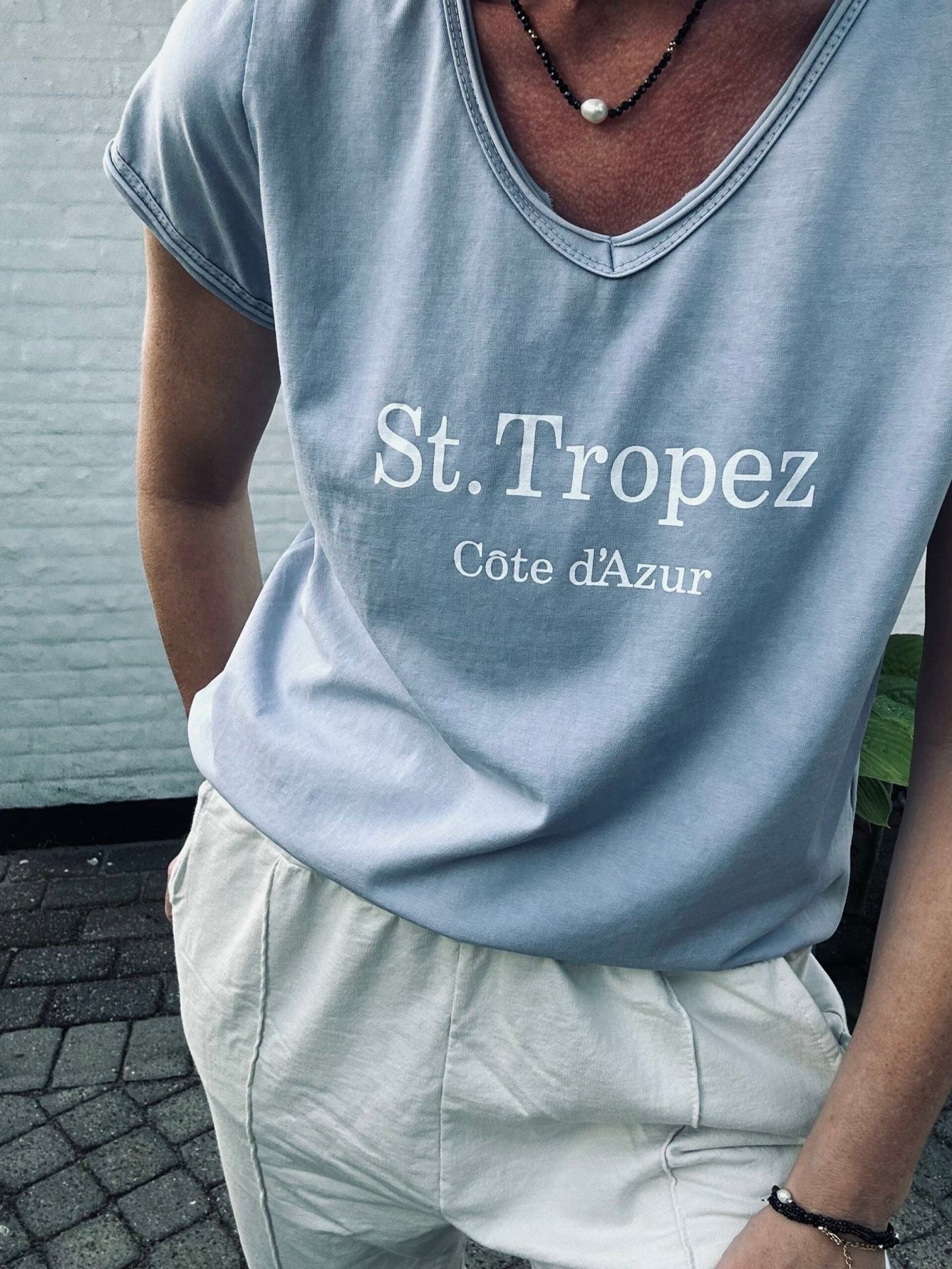 T - shirt ST. TROPEZ Soft blue - VIAMAJA.DK