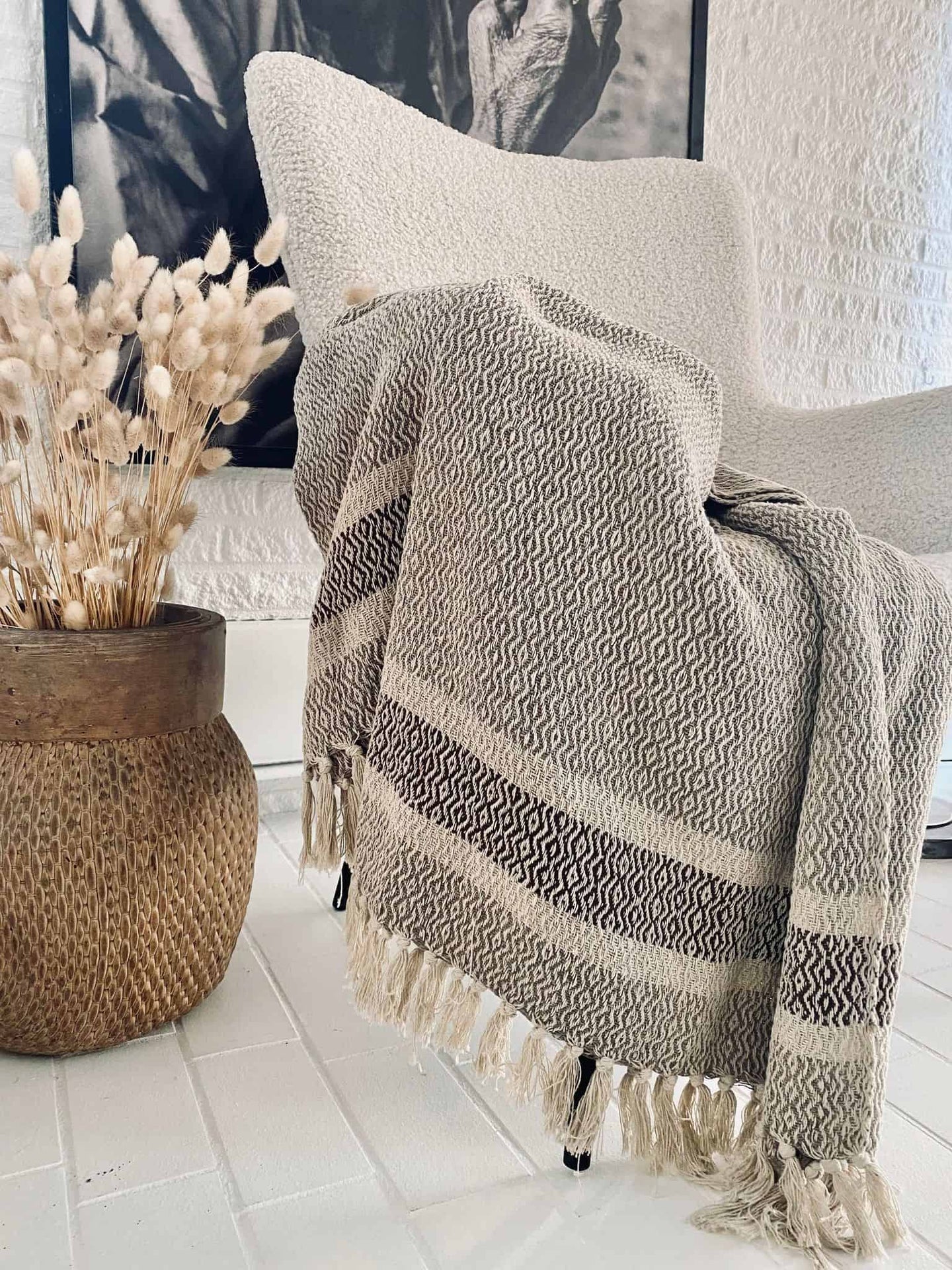 Tæppe genanvendt bomuld – Brun mix - VIAMAJA.DK