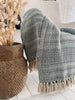 Plaid aus recycelter Baumwolle – Hellblau