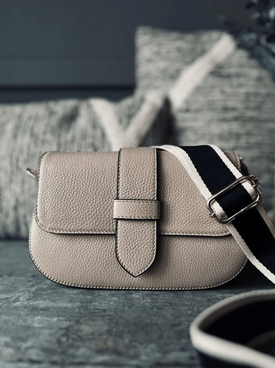 Taske NIMA med lux rem - Beige læder - VIAMAJA.DK