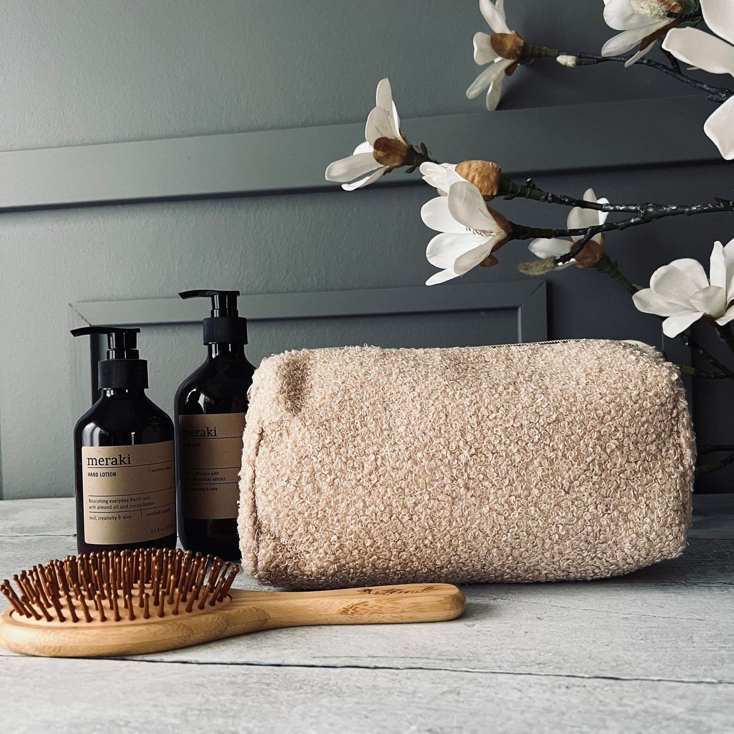Toilettaske - Beige plys - VIAMAJA.DK