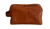 Toilettentasche aus Cognac-Leder – Unisex