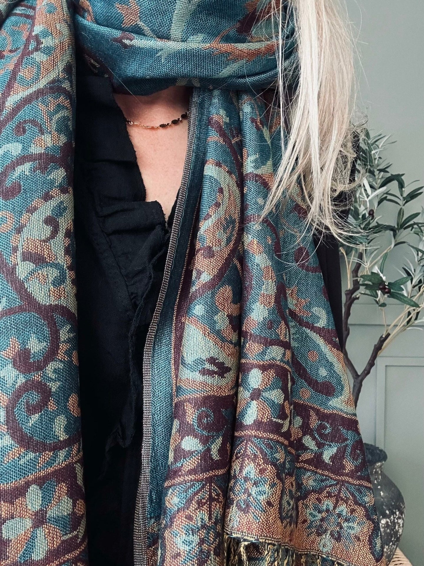 Tørklæde Paisley – Petroleum - VIAMAJA.DK