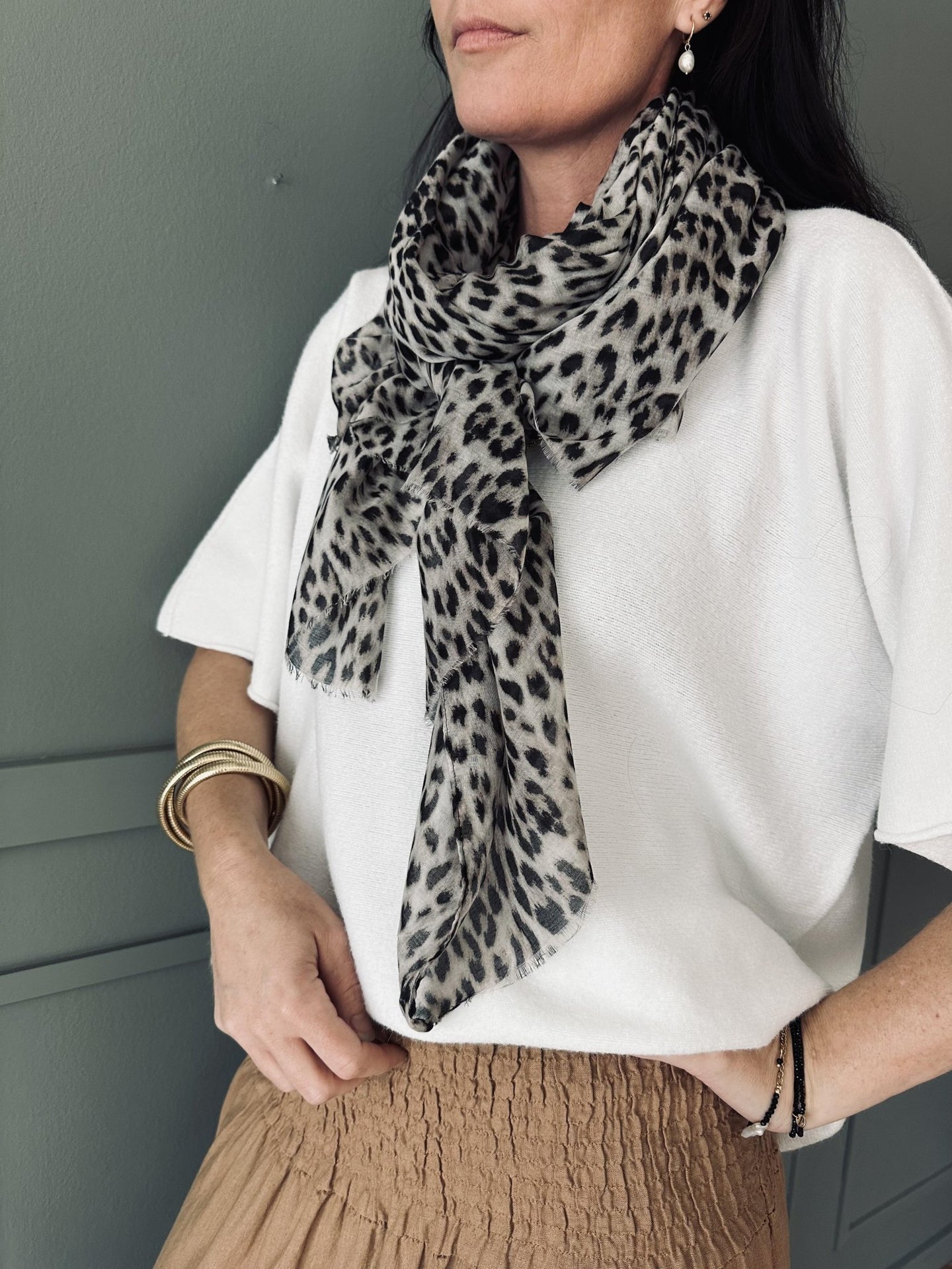 Tørklæde – Summer leo beige - VIAMAJA.DK