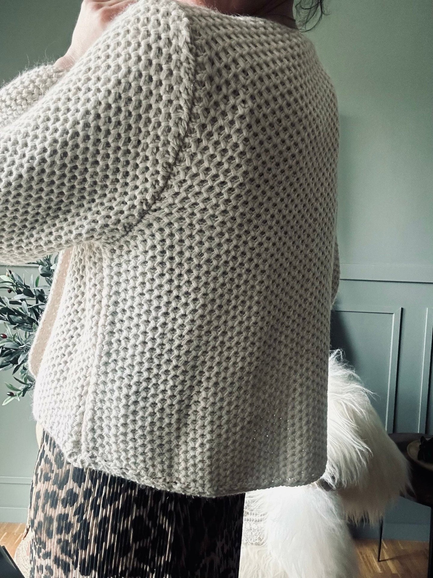 Uldjakke med honeycomb mønster – Lys beige - VIAMAJA.DK