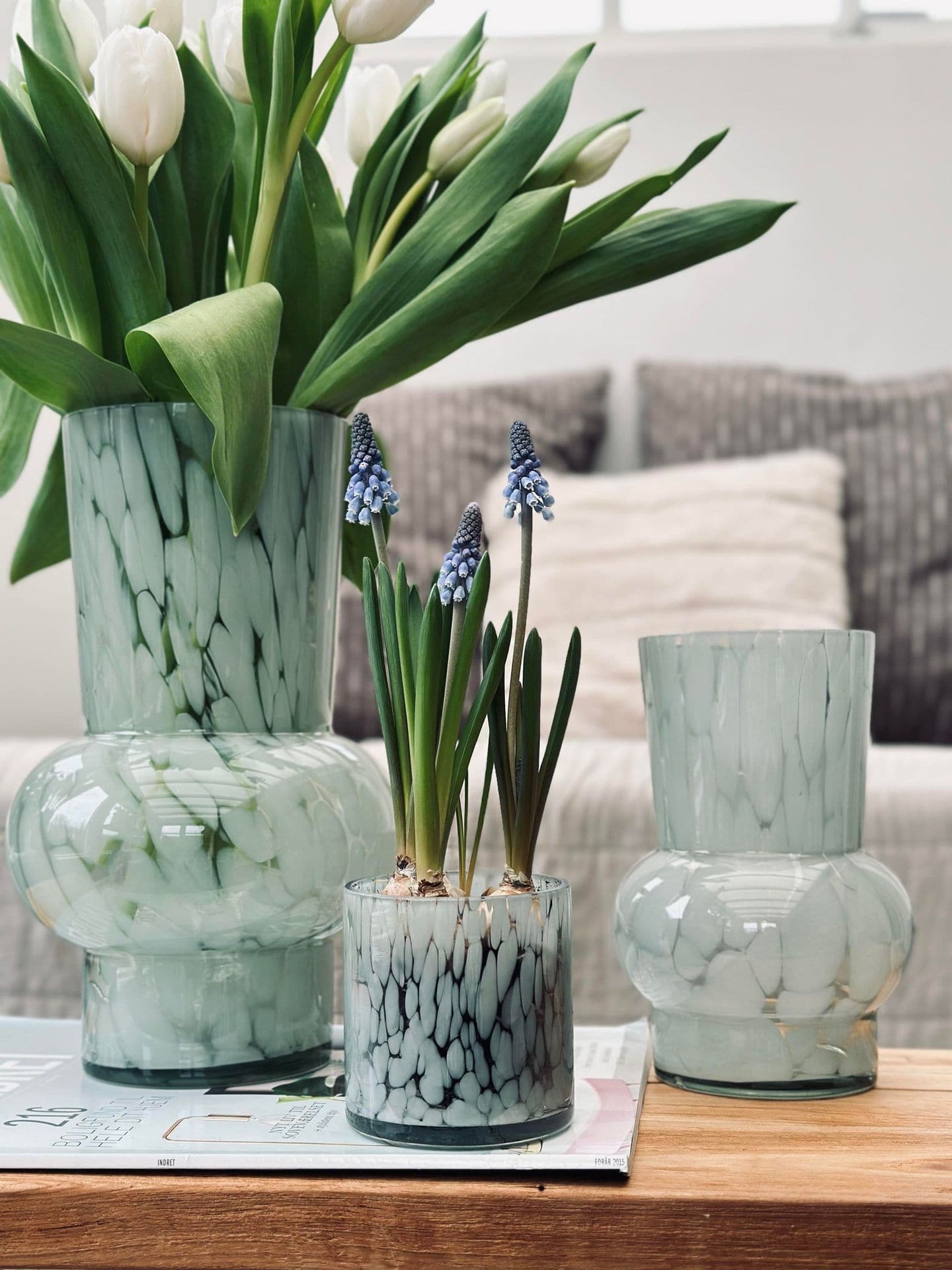 Vase 18cm Mundblæst glas – Green - VIAMAJA.DK