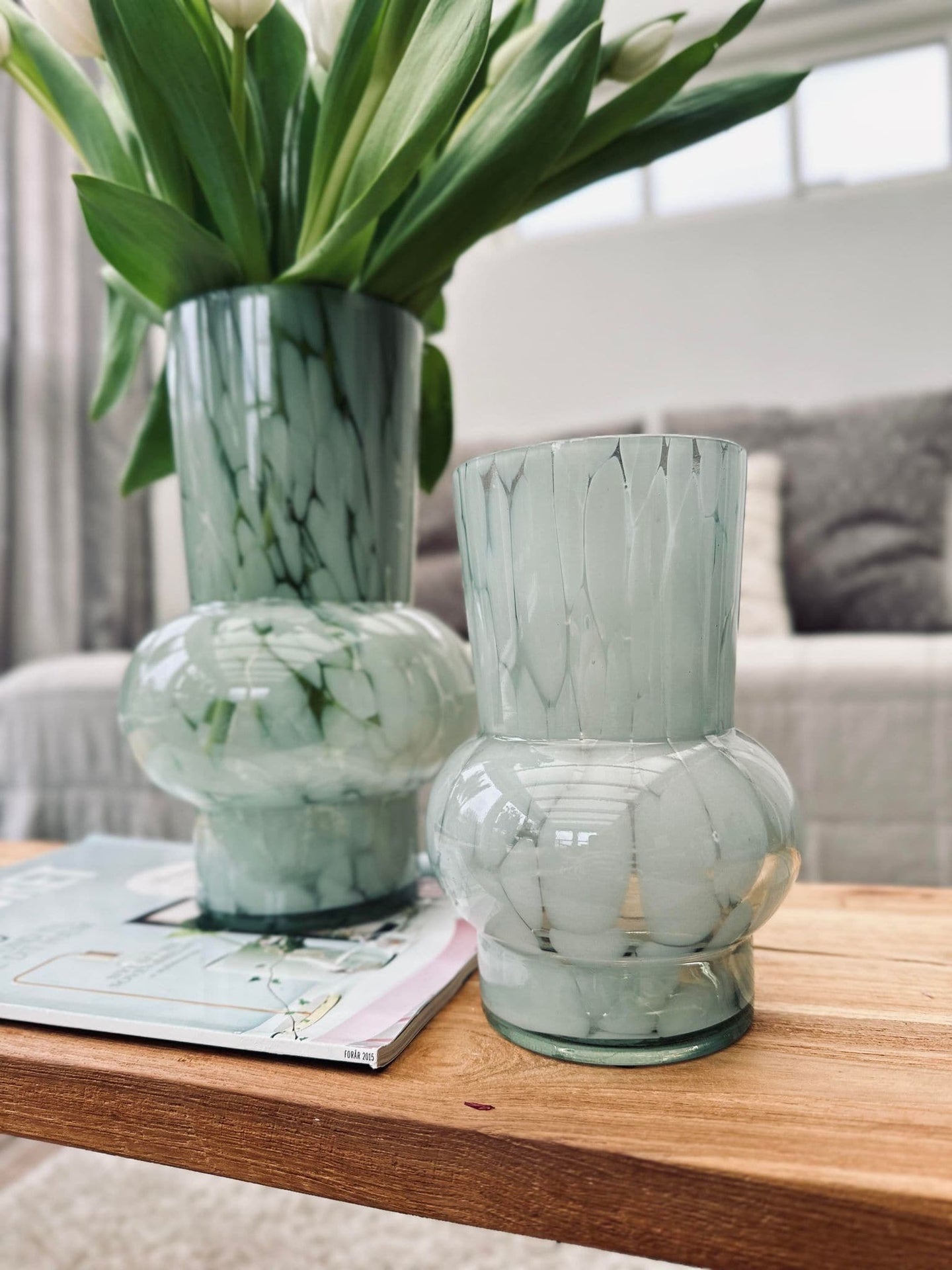 Vase 18cm Mundblæst glas – Green - VIAMAJA.DK