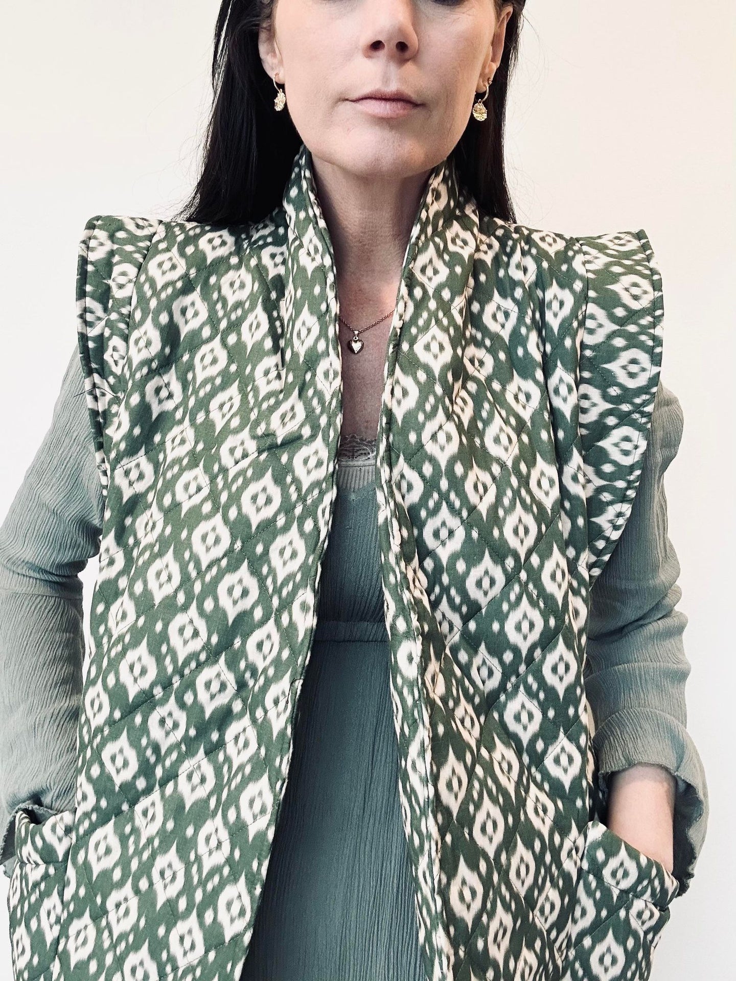 Vest Quilt grøn - VIAMAJA.DK