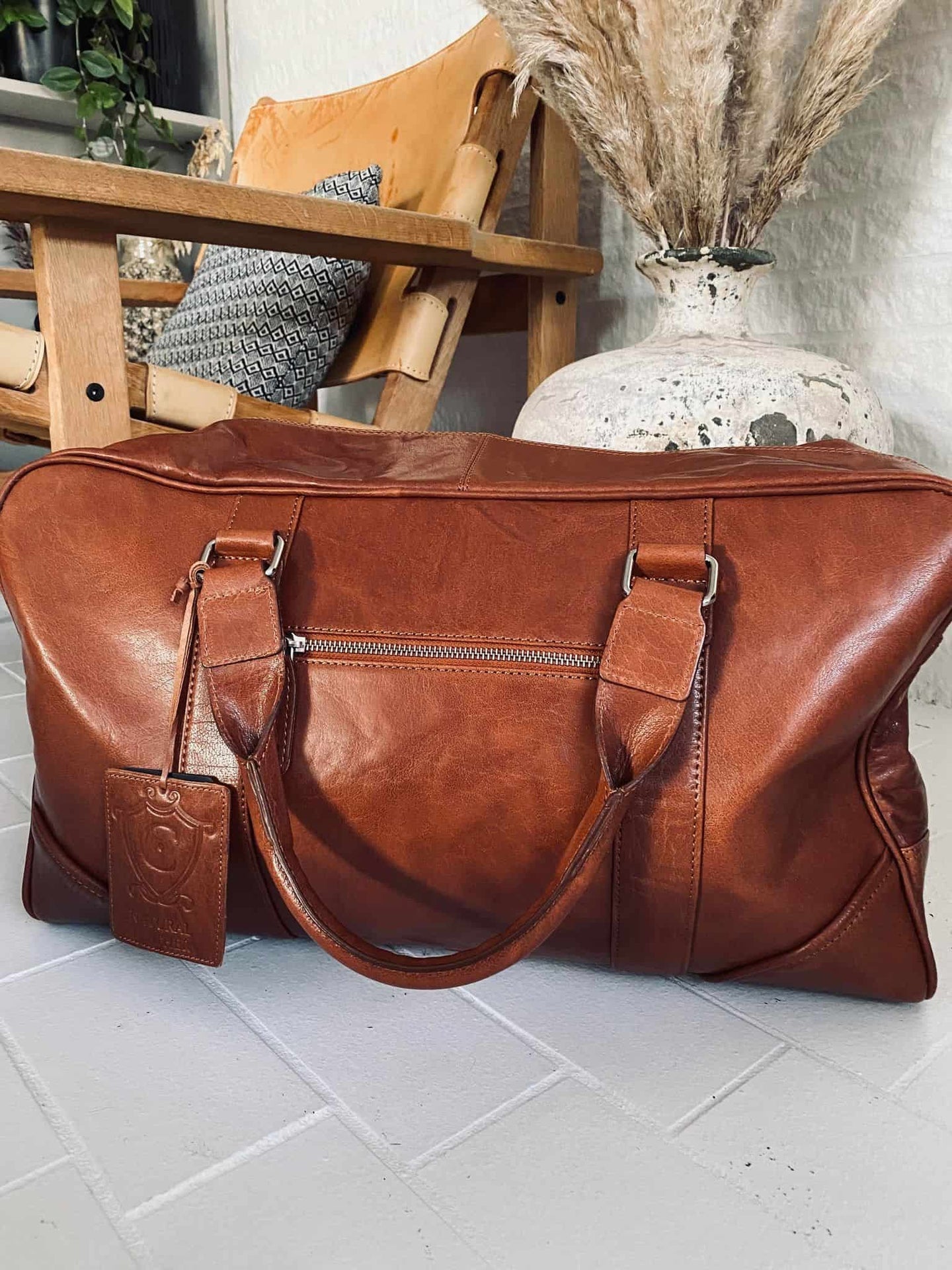 Weekendtaske Brooklyn - mørk cognac - VIAMAJA.DK