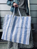 XL Strandtasche mit Streifen - Blau