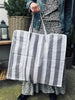 XL-Strandtasche mit Streifen - Schwarz